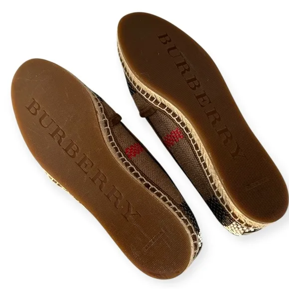 Burberry • Alport Icon Espadrille Suede Trim Woven Leather Slip On