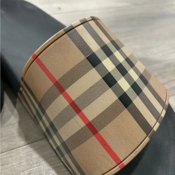 BURBERRY BEIGE CHECK LOGO FLIP FLOP FURLEY RUBBER SANDAL SLIDES