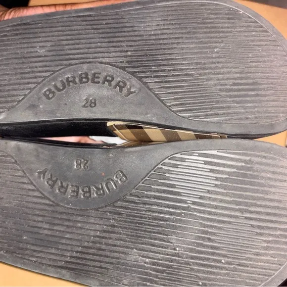 Burberry Check Pattern Slides in Black and Beige