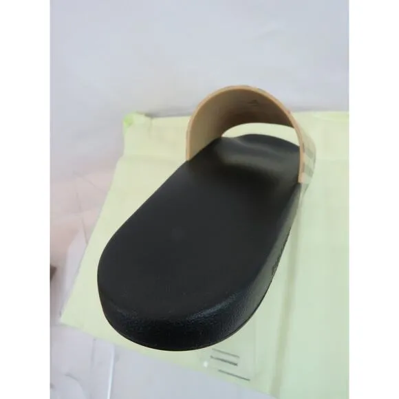 BURBERRY FURLEY BLACK RUBBER BEIGE VINTAGE IP CHECK LOGO SANDAL SLIDES 46 US 13