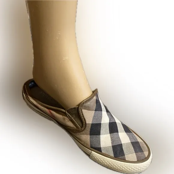 BURBERRY NOVA CHECK MULE/Slip On🔥Canvas/Leather🔥GUC/size 38🇬🇧 7.5-8🇺🇸WOW👀