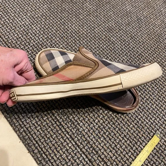 BURBERRY NOVA CHECK MULE/Slip On🔥Canvas/Leather🔥GUC/size 38🇬🇧 7.5-8🇺🇸WOW👀
