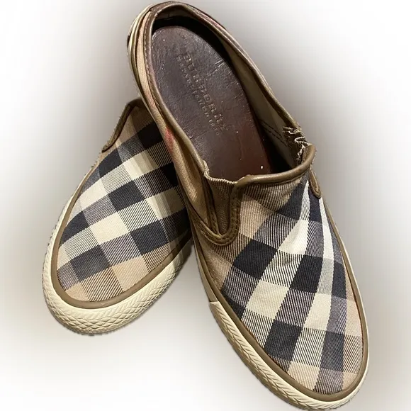 BURBERRY NOVA CHECK MULE/Slip On🔥Canvas/Leather🔥GUC/size 38🇬🇧 7.5-8🇺🇸WOW👀
