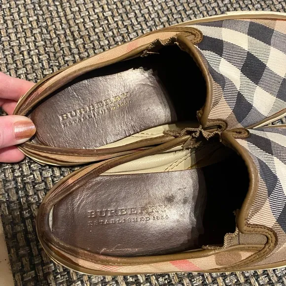 BURBERRY NOVA CHECK MULE/Slip On🔥Canvas/Leather🔥GUC/size 38🇬🇧 7.5-8🇺🇸WOW👀