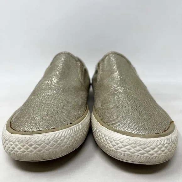 Burberry Women's Metallic Light Gold Speckle Slip On Sneaker Shoes Sz.8 US/39