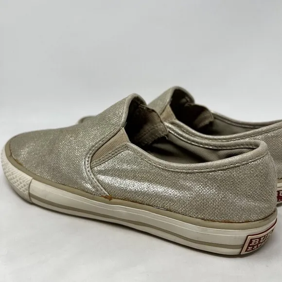 Burberry Women's Metallic Light Gold Speckle Slip On Sneaker Shoes Sz.8 US/39