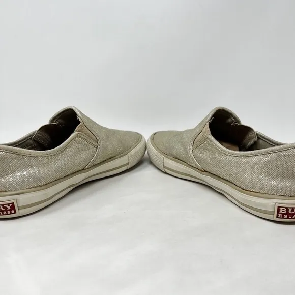 Burberry Women's Metallic Light Gold Speckle Slip On Sneaker Shoes Sz.8 US/39