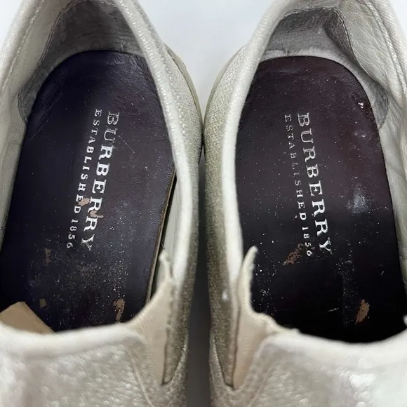 Burberry Women's Metallic Light Gold Speckle Slip On Sneaker Shoes Sz.8 US/39