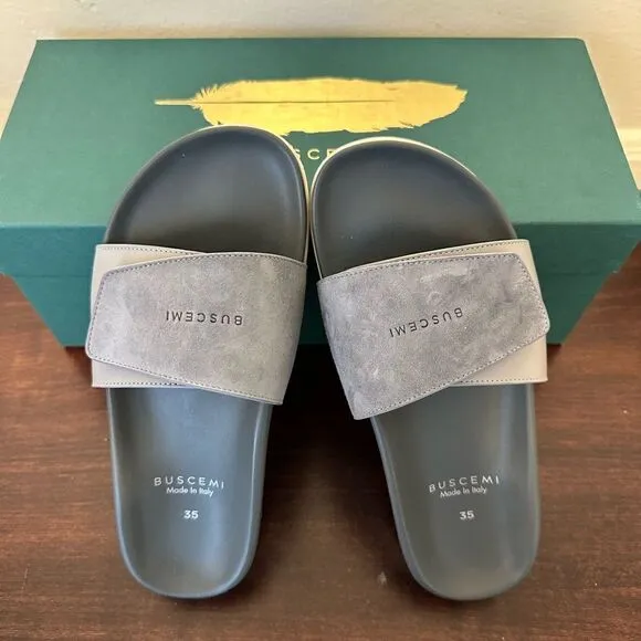 Buscemi leather upper and lining lightweight handcrafted slide sandal size 35