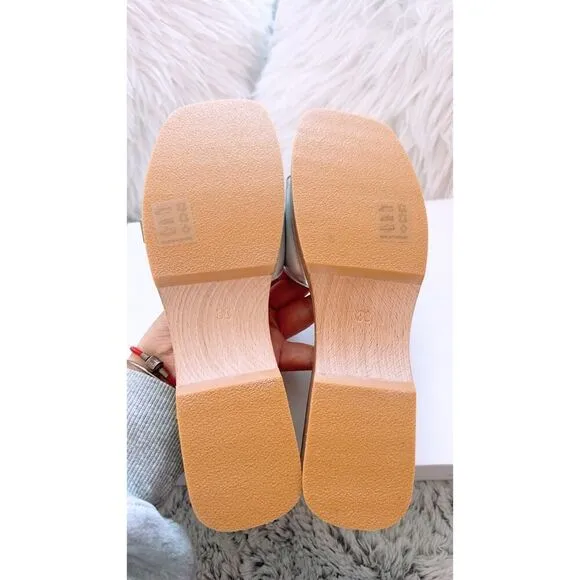BY FAR Sam buckled metallic leather slides size 38