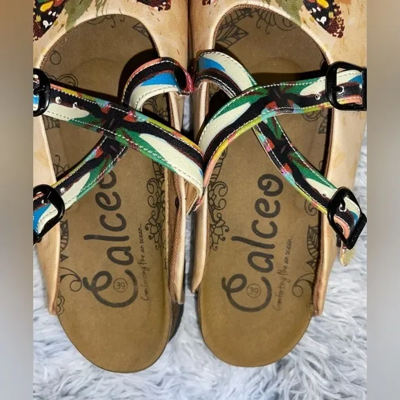 Calceo COLORFUL BUTTERFLIED PATTERNED CLOGS Size 39