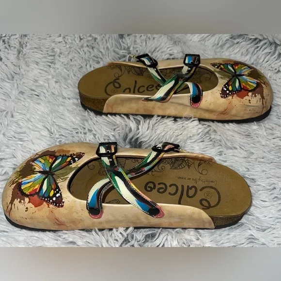 Calceo COLORFUL BUTTERFLIED PATTERNED CLOGS Size 39