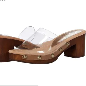 Californians Clear Transparent Claire Studded Clog Sandal Heels Women’s 7 Boho