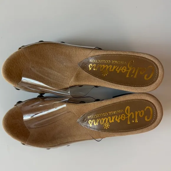Californians Clear Transparent Claire Studded Clog Sandal Heels Women’s 7 Boho