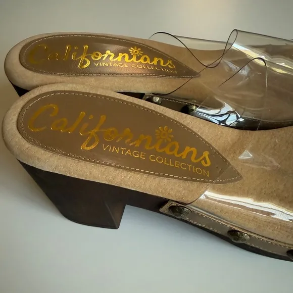Californians Clear Transparent Claire Studded Clog Sandal Heels Women’s 7 Boho