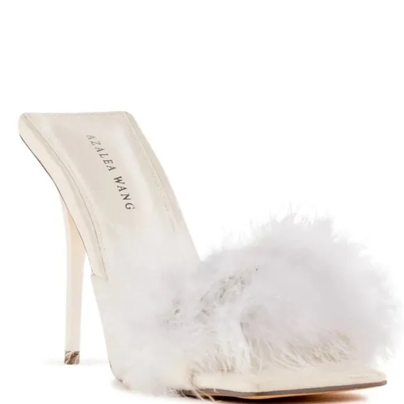 Callie Summer Bling Bride: White Feathered &amp; Flirty Stiletto Heel 7 8 9 10