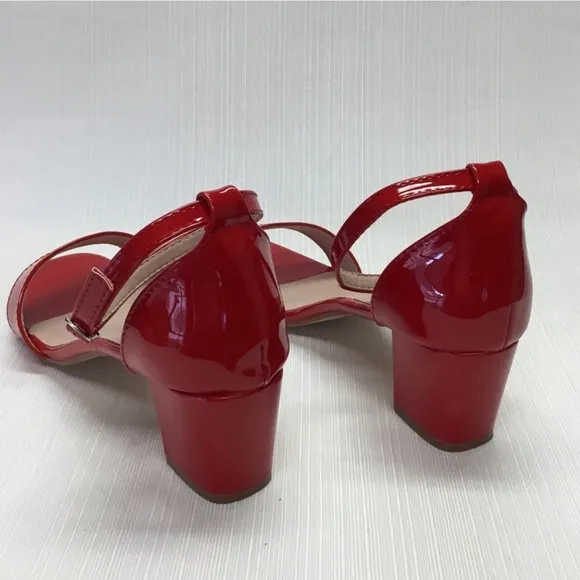 Camssoo Red Patent Leather Block Heels Size 9.5