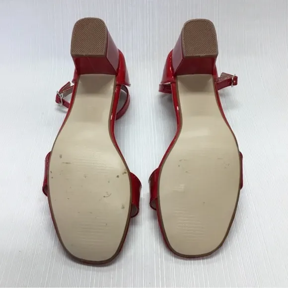 Camssoo Red Patent Leather Block Heels Size 9.5