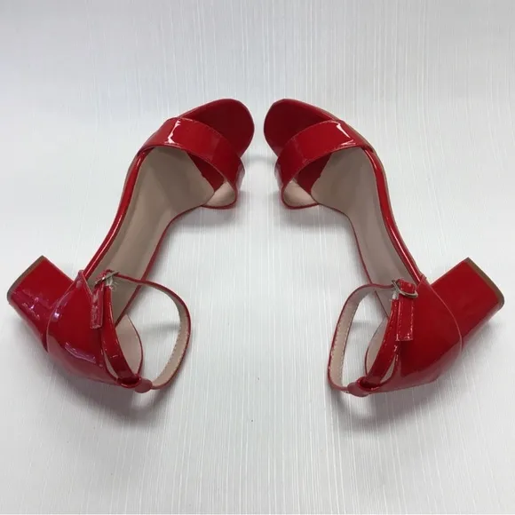 Camssoo Red Patent Leather Block Heels Size 9.5
