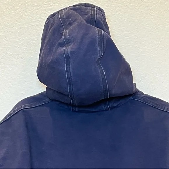 Carhartt Flame Resistant Duck Quilt Lined Hooded Jacket in Dark Navy size XL