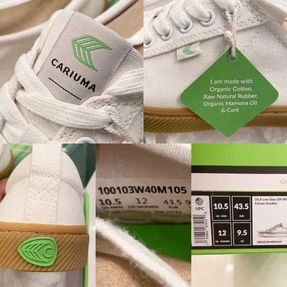 Cariuma OCA Gum Off-White Canvas Sneaker Unisex 10.5 Men/12 Women New