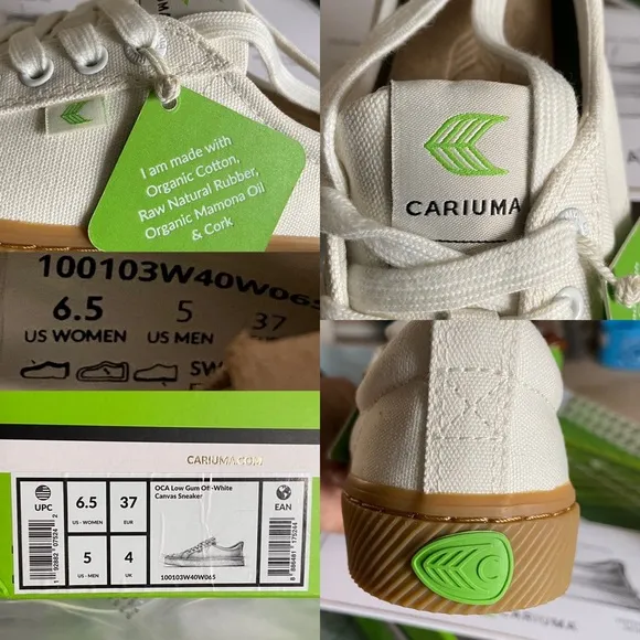 Cariuma OCA Gum Off-White Canvas Sneaker Unisex 6.5 Women/5 Men New