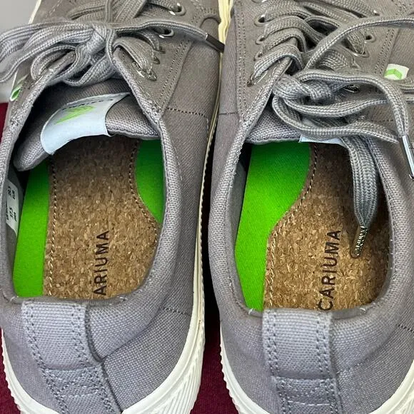 Cariuma OCA Low Grey Canvas Sustainable Organic Vegan Shoes 8.5