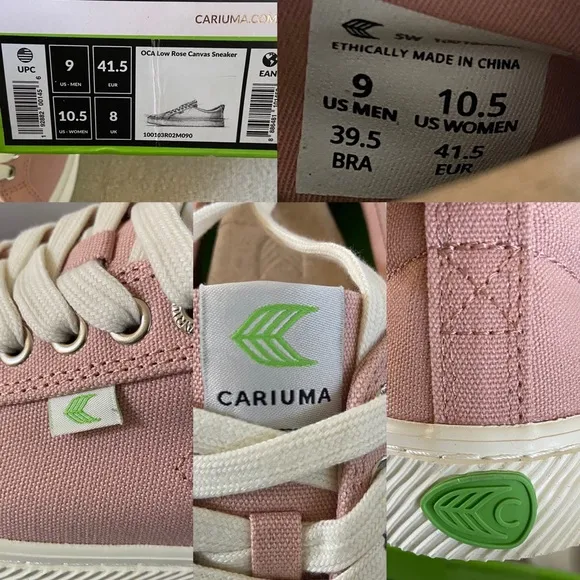 Cariuma OCA LOW Rose Canvas Sneakers Unisex Women 10.5/Men 9 New
