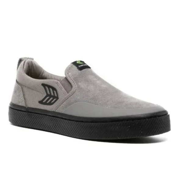 Cariuma Slip on Pro Skate Charcoal Grey Suede/Canvas Black Logo Sneaker 8.5M/10W