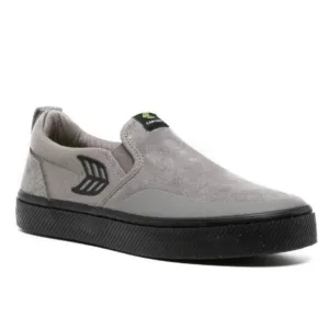 Cariuma Slip on Pro Skate Charcoal Grey Suede/Canvas Black Logo Sneaker 8.5M/10W