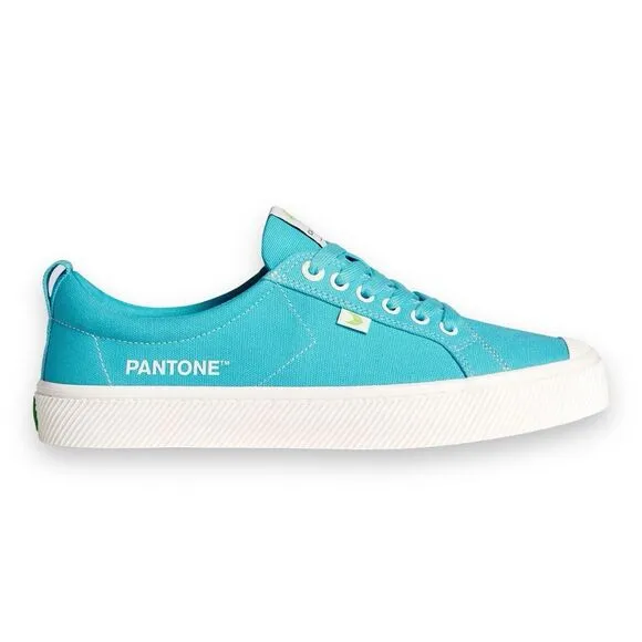 Cariuma x Pantone Mens 10.5 Capri Blue Oca Low Canvas Contrast Thread Sneakers