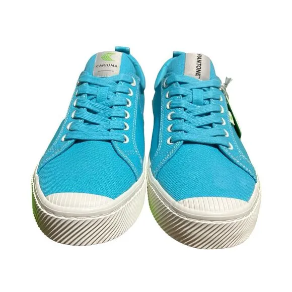 Cariuma x Pantone Mens 10.5 Capri Blue Oca Low Canvas Contrast Thread Sneakers