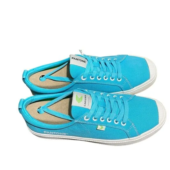 Cariuma x Pantone Mens 10.5 Capri Blue Oca Low Canvas Contrast Thread Sneakers