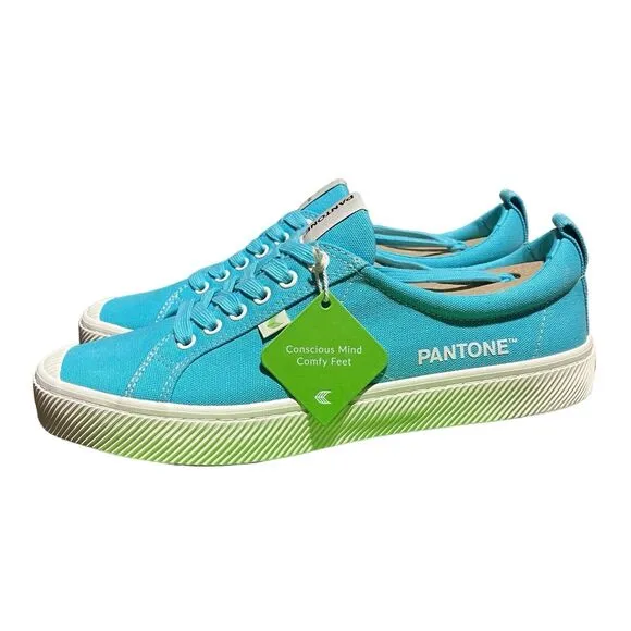 Cariuma x Pantone Mens 10.5 Capri Blue Oca Low Canvas Contrast Thread Sneakers