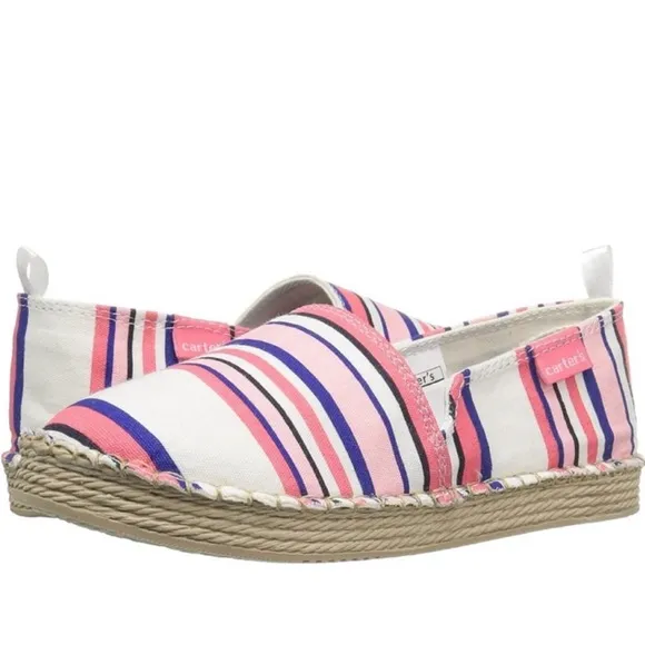 Carter’s Canvas Astrid 2 Girls Striped Slip On Espadrille Shoe 9 Pink Purple