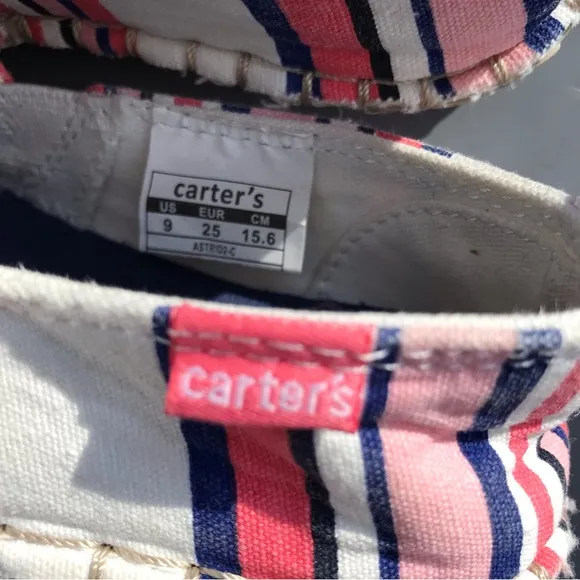 Carter’s Canvas Astrid 2 Girls Striped Slip On Espadrille Shoe 9 Pink Purple