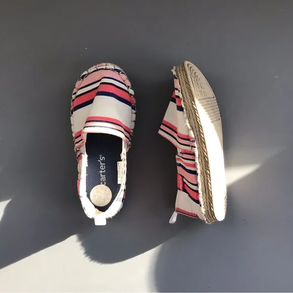 Carter’s Canvas Astrid 2 Girls Striped Slip On Espadrille Shoe 9 Pink Purple