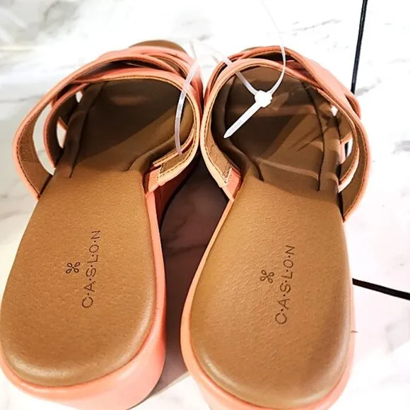 Caslon Platform Wedge Slides Sandals Leather  Sz 8 NWOB