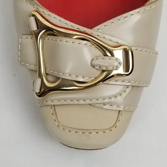 Celine Nude Leather Block Heels Pumps size 37
