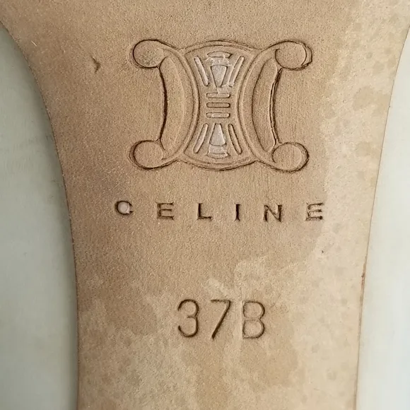 Celine Nude Leather Block Heels Pumps size 37
