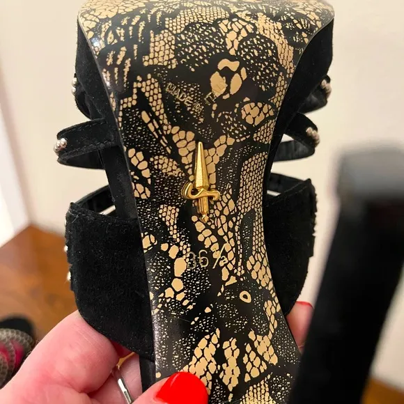Cesare Paciotti Studded Suede Heels