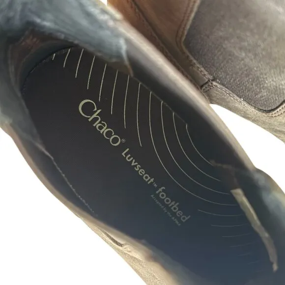 CHACO Men's Fields Chelsea Waterproof Casual Boot 12 Ankle Slip On Brown Leather