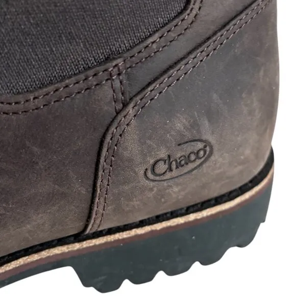 CHACO Men's Fields Chelsea Waterproof Casual Boot 12 Ankle Slip On Brown Leather