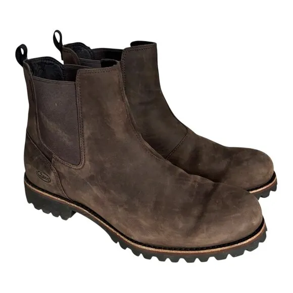 CHACO Men's Fields Chelsea Waterproof Casual Boot 12 Ankle Slip On Brown Leather