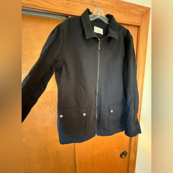 Chaqueta De Dril Negro Hans Sachs Canberra Men's Black Lightweight Zip Coat