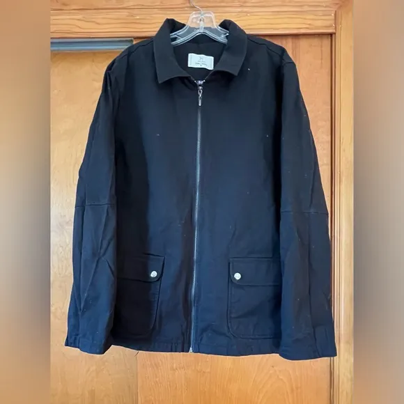 Chaqueta De Dril Negro Hans Sachs Canberra Men's Black Lightweight Zip Coat