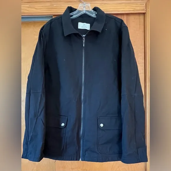 Chaqueta De Dril Negro Hans Sachs Canberra Men's Black Lightweight Zip Coat