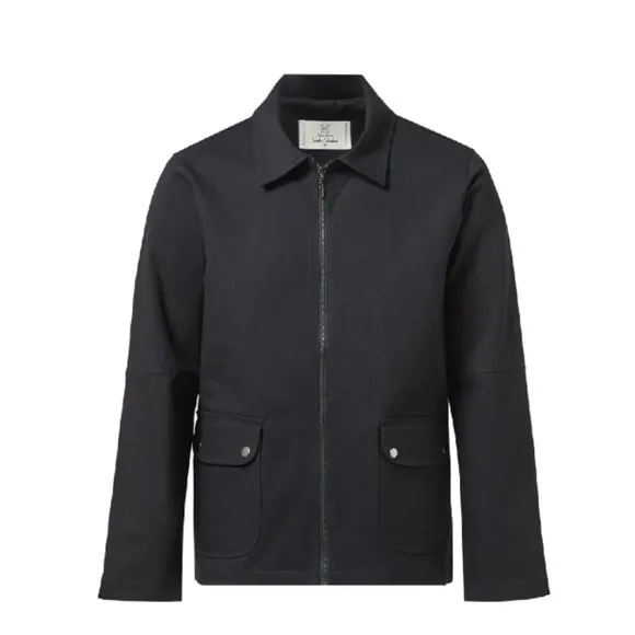 Chaqueta De Dril Negro Hans Sachs Canberra Men's Black Lightweight Zip Coat