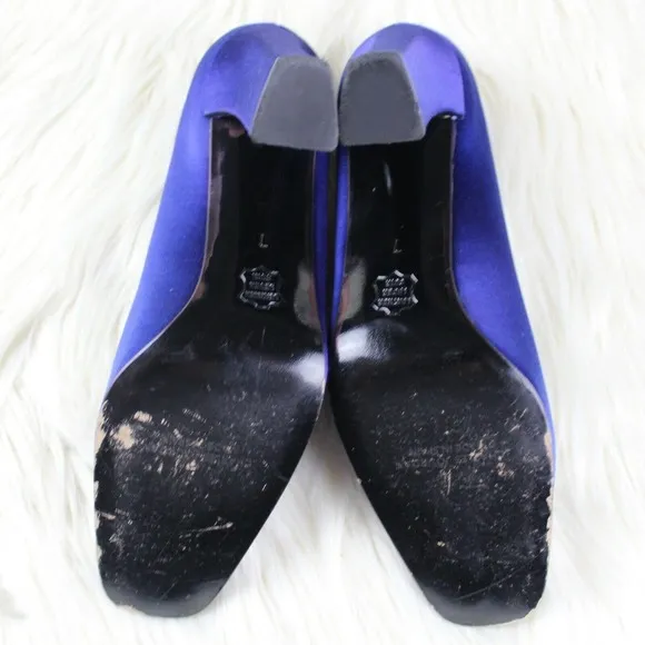 Charles Jourdan Paris Blue Satin Pumps Heels 7