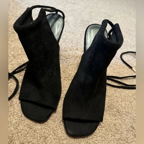 Charlotte Russe Black open toe ankle lace heels size 9